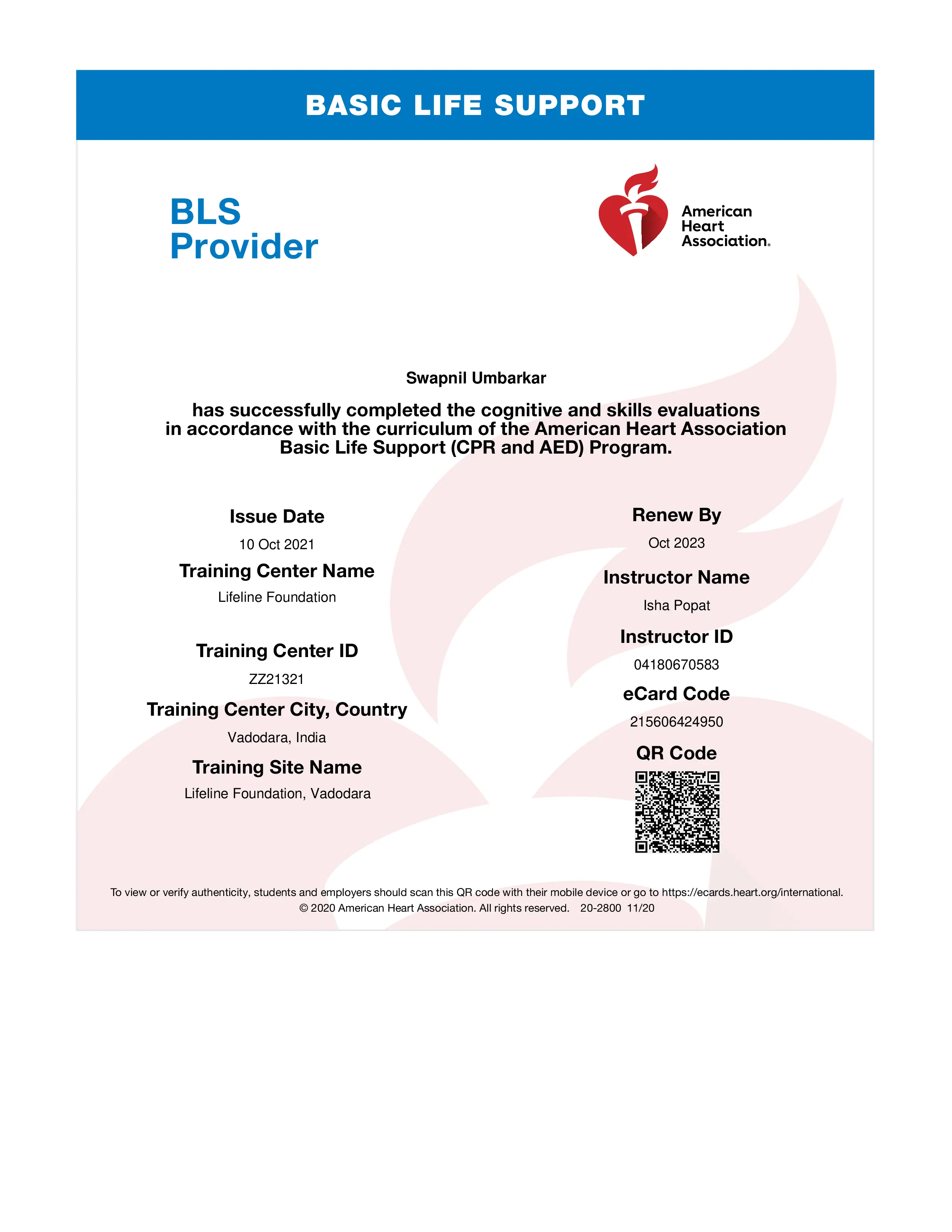 AHA BLS Certification